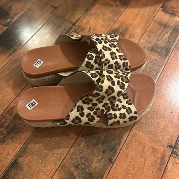 Wide Strap Leopard Print Espadrille Platform Slide Sandals – Size 39 / US 8 - Picture 3 of 4